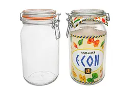 Банка Uniglass Econ Round 1500 мл з бугельним замком