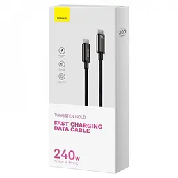 Кабель Baseus Tungsten Gold Fast Charging Type-C to Type-C 240W (2m) black (CAWJ040101) - мініатюра 2