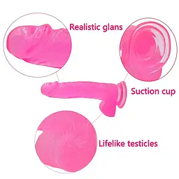 Фалоімітатор Jelly Studs Large 20 см рожевий - мініатюра 7