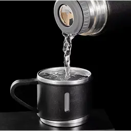 Подарунковий набір Vacuum Flask SET, термос з нержавіючої сталі 500 мл та 3 чашки чорний - мініатюра 4