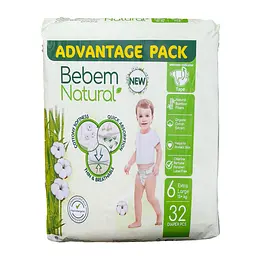 Підгузки Bebem Natural 6 Extra Large (15 + кг), 32 шт