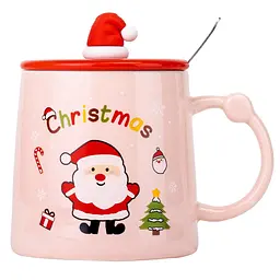 Чашка Elisey Christmas Santa рожевий 350 мл з кришкою (9151-025)
