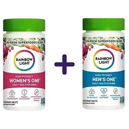 Набір: мультивітаміни для жінок Rainbow Light Women's One 30 вегетаріанських таблеток + мультивітаміни для чоловіків Rainbow Light Men's One 30 вегетаріанських таблеток
