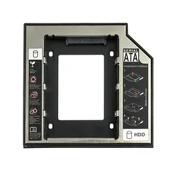 Кишеня для 2.5 SATA HDD SSD h=12.7mm устанавливается замість SATA-привода ноутбука Second HDD Caddy Optibay матовий - мініатюра 3