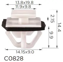 Кліпса кріплення молдингу HYUNDAI KIA NISSAN RENAULT TOYOTA (877562E000 87756-2E000 33031016 15208) C0828 - мініатюра 2