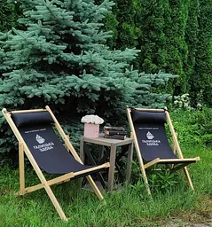 Розкладне дерев’яне крісло шезлонг з тканиною, для дачі, пляжу чи кафе - мініатюра 6