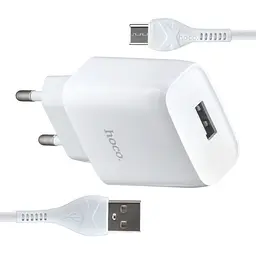 Мережевий зарядний пристрій Hoco C72A Glorious single port charger set ( Type-C ) ( EU ) Білий