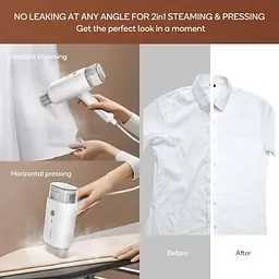 Newbealer Steamer для одягу, ручний пароплав з горизонтальним та вертикальним пропарюванням, 2 рівні пари 20s нагріву - мініатюра 5