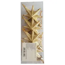 Ялинкова іграшка Chomik Зірки, 9 см, пластикові 4 шт,золоті (5901292631147_2)