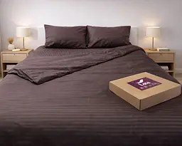 Постільна білизна LARA сатин-страйп LUX chocolate d13232р полуторна 150х220 см