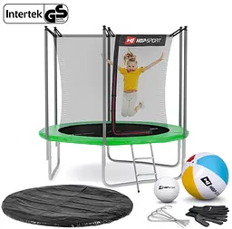 Батут Hop-Sport 8ft (244см) зелений з внутрішньою сіткою - мініатюра 2