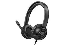 Навушники Hoco дротові з мікрофоном всеспрямованим W112 Pure Omnidirectional microphone чорні - мініатюра 2