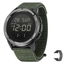Годинник чоловічий водостійкий тактичний North Edge Terrax Green (2 ремешка)