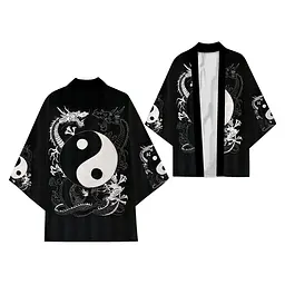 Плащ Хаорі Накидка в японському стилі Інь та ян Дракон Yin and Yang Dragon H N YY D
