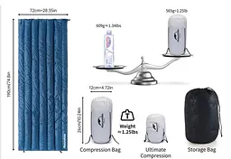 Спальник Naturehike CWM400 (CNK2300SD013) +6°C - з натуральним пухом - темно-блакитний - мініатюра 3