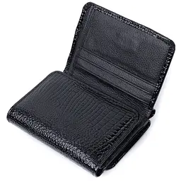 Жіночий стильний гаманець із фактурної натуральної шкіри ST Leather 22732 чорний - мініатюра 6