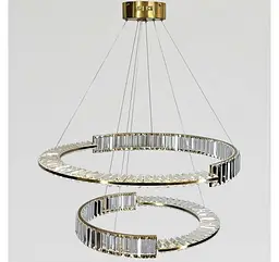 Підвісна LED-люстра Artlight 561/80+60 із двома кришталевими кільцями, латунь, 165 Вт, від 20-30 м² - мініатюра 2