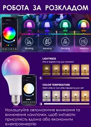 Розумна лампочка Tuya Smart LED WiFi A60 E27 2700-6500 K 9 W Color/White - мініатюра 4