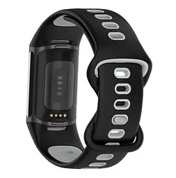 Силіконовий ремінець Primolux Sport для фітнес браслета Fitbit Charge 5/Charge 6 Black Grey/розмір М - мініатюра 4