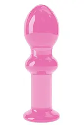 Анальна пробка Love Toy Glass Romance 4.5" 11.5 см (рожевий)