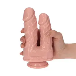 Подвійний фалоімітатор Toyz4lovers Caino e Abele, 15.5 см (тілесний) - мініатюра 4