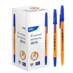 Ручка кулькова Deli EQ6S-BL Orange 0,7 мм, синя - мініатюра 1