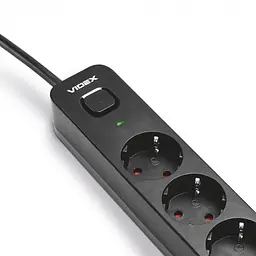 Мережевий подовжувач Videx Oncord з кнопкою з/з 3п 3 м 3x1.5 мм black (VF-PD33G-B) - мініатюра 5