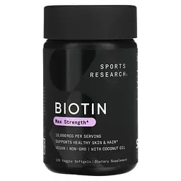 Биотин (B-7) Biotin 10,000 mcg 120 жидких капсул Sports Research vit0006469