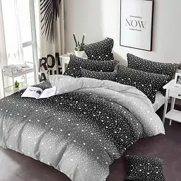 Постільна білизна LoveYouHome Зіркопад Бязь gold Двоспальна чорно-біла (7262)