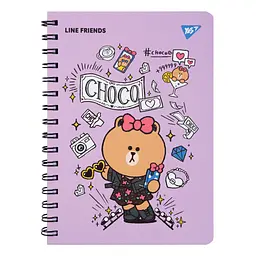Блокнот Yes на спіралі з гумкою А5 Line Friends Choco 151771 80 аркушів