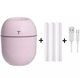Ультразвуковий міні-зволожувач повітря OEM HUMIDIFIER з дифузором USB 10х7х5 см 220 мл Рожевий (HT0002)
