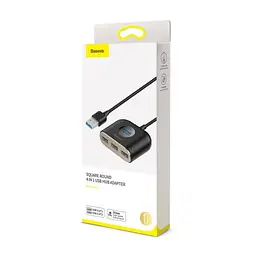 USB HUB Baseus Square round 4 in 1 USB HUB Adapter(USB3.0 TO USB3.0*1+USB2.0*3) 1m чорний CAHUB-AY01 - мініатюра 2