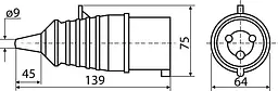 Вилка переносна 32А P3 IP44 ВП АСКО-УКРЕМ (A0080010004) - мініатюра 4