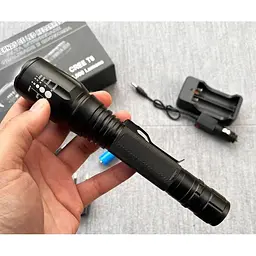 Ліхтар ручний X-Balog BL-8668 акумуляторний з кліпсою та ремінцем CREE T6 2x18650 Zoom - мініатюра 2