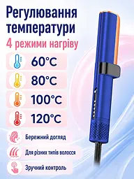 Фен-стайлер синій 1000 W з LED-дисплеєм для вологого та сухого волосся (49675935), Синій - мініатюра 4