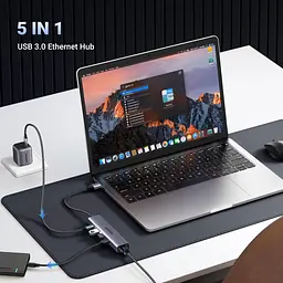 Концентратор Ugreen USB 3.0 to 3хUSB 3.0/Type-C+RJ45(1000M) Ethernet 5in1 CM475 (60554) - мініатюра 3