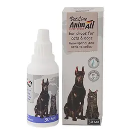 Вушні краплі AnimAll VetLine для котів та собак 30 мл