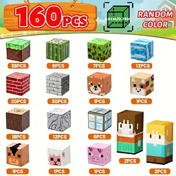 Магнітний конструктор Minecraft 160 шт по грі Майнкрафт Тварини та Ліс Mk001029 - мініатюра 4