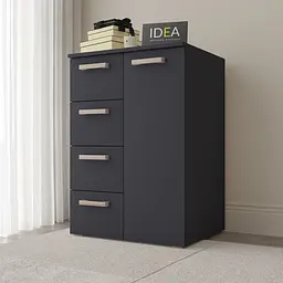 Комод на 4 шухляди з дверима Idea ТКБ-363 Антрацит