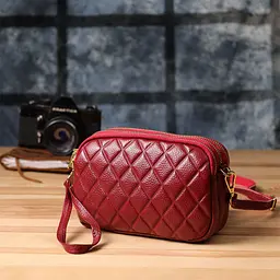 Сумка на три відділення для жінок з натуральної шкіри Vintage 22889 бордова - мініатюра 9