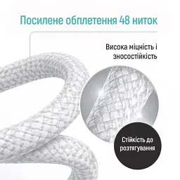 Дата кабель USB 2.0 AM to Lightning 1.0m 3A zinc alloy braided white ColorWay (CW-CBUL098-WT) - мініатюра 8