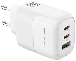 Сітчастий зарядний пристрій L139 triple GaN nitride USB-A/2USB-C 65W Білий - мініатюра 2