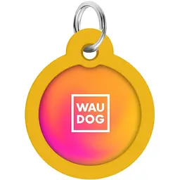 Адресник для собак і котів Waudog Smart ID з QR паспортом Градієнт помаранчевий 30 мм - мініатюра 2