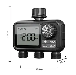 Програмований таймер подачі води XON WaterTimer X347 для поливу (XWTDB3152401B 3527) Чорний - мініатюра 12
