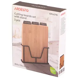 Дошка для нарізання Ardesto Midori, Набір 3шт, 23.5х7.5х27см, бамбук, метал (AR1427B) - мініатюра 5