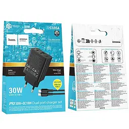 СЗУ Hoco CS95A Leader PD30W+QC3.0 charger set(Cto C)(EU) Black - мініатюра 2