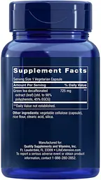Екстракт зеленого чаю Life Extension Mega Green Tea Extract Decaffeinated, 100 вегакапсул без кофеїну - мініатюра 2