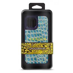 Кожаный чехол для Apple iPhone 14, Harder Crocosaur, синий, термополиуретан ТПУ + экокожа с текстурой крокодила, панель, защита корпуса, противоударный, микрофибра, рамка вокруг камеры, защита всего корпуса, (ARM76718) - мініатюра 3