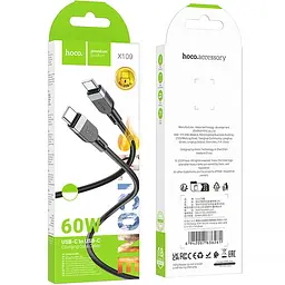 Дата кабель Hoco X109 Energy silicone Type-C to Type-C 60W (3m) Black - мініатюра 5