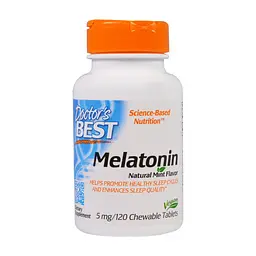 Аминокислота Doctor's Best Мелатонин 5мг, Мятный вкус, 120 жевательных таблеток (DRB-00407)